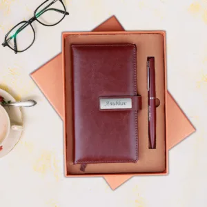 Brown Customized diary and pen